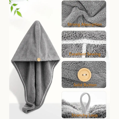 Microfiber Hair Drying Cap Pack of 2 - Kayfi Mart